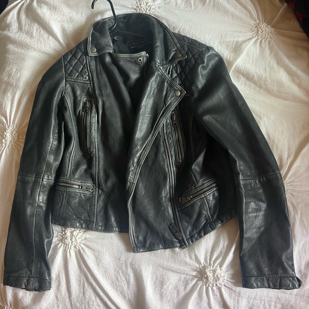 All Saints Cargo Leather Biker Jacket